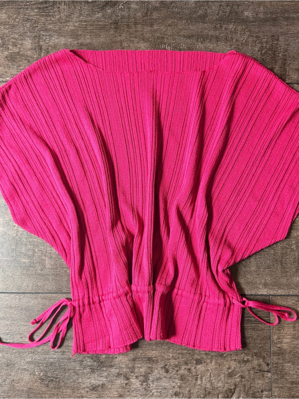 Women's Ribbed Short-Sleeve Pullover Sweater - Hot Pink